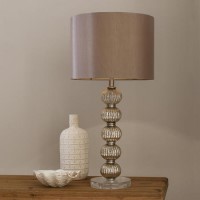 Gold Table Lamp with Bauble Base & Satin Shade - Adriana