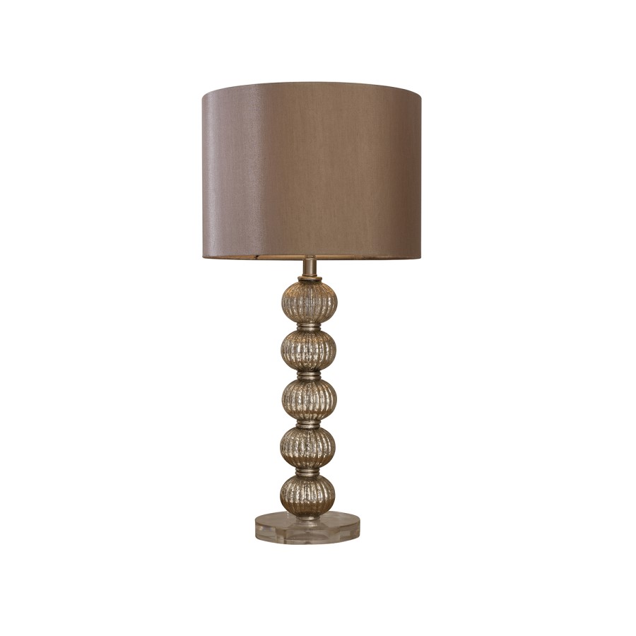 Gold Table Lamp with Bauble Base & Satin Shade - Adriana