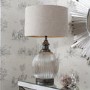 Glass Table Lamp with Grey Fabric Shade - Bernardo