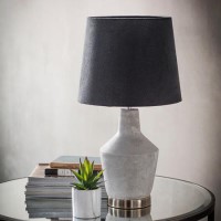 Table Lamp with Grey Base & Dark Grey Fabric Shade - Betong