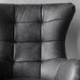 Swivel Chair in Black Leather with Silver Base - Caspian House