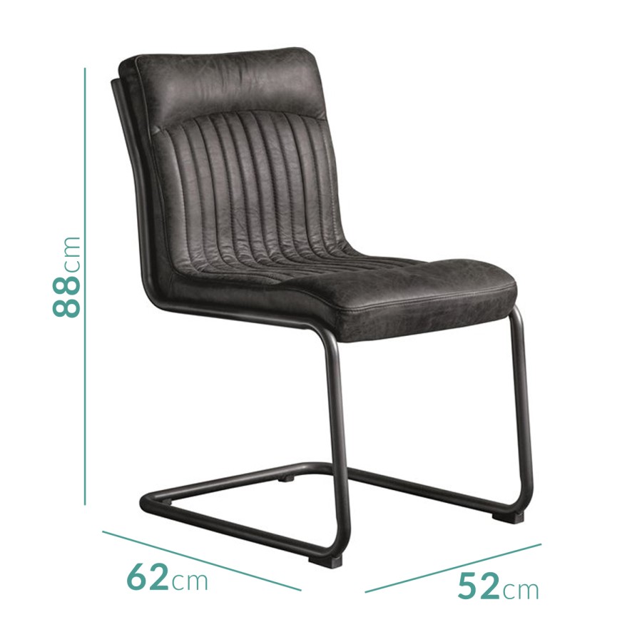 Real Leather Upholstered Dining Chair in Antique Ebony - Caspian House