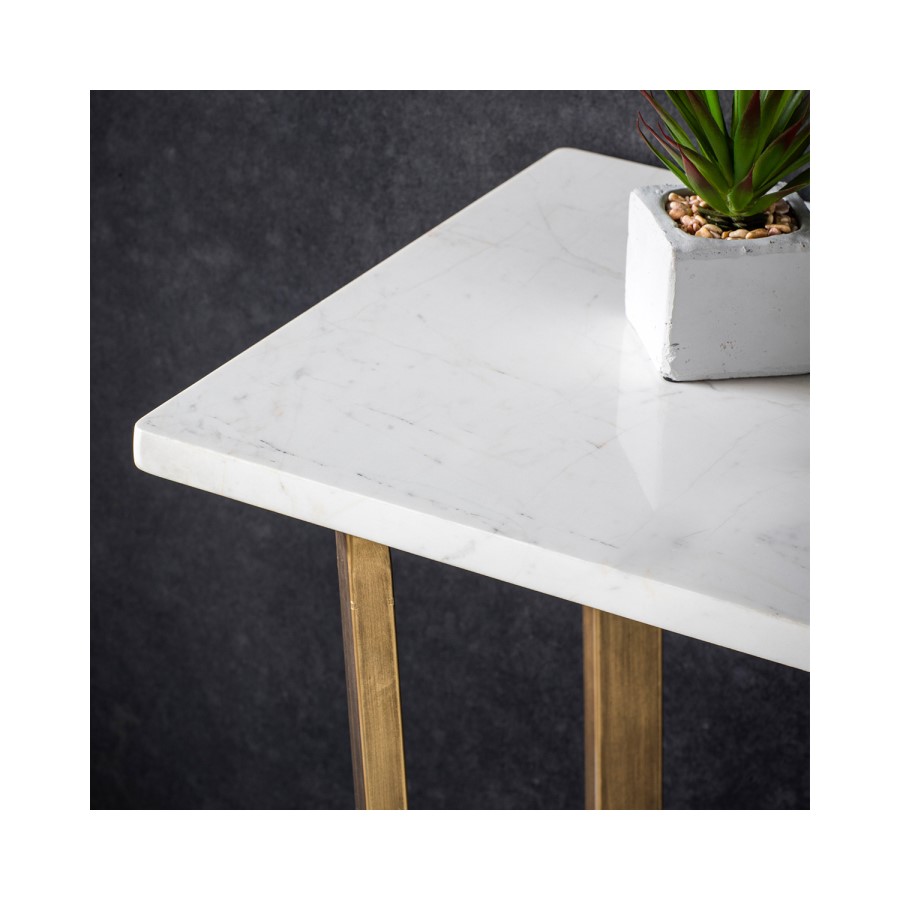 Gold Metal Console Table with Marble Top - Caspian House