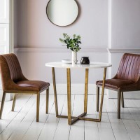 Gallery Cleo Round Industrial Dining Table with Marble Top