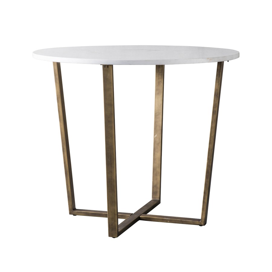 Gallery Cleo Round Industrial Dining Table with Marble Top