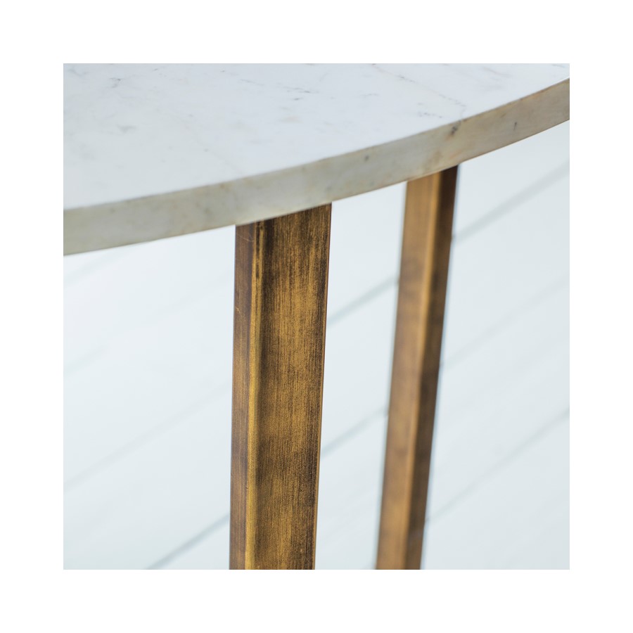 Gallery Cleo Round Industrial Dining Table with Marble Top