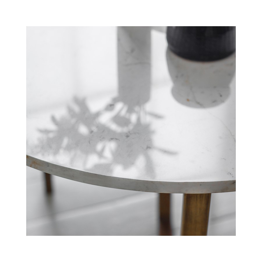 Gallery Cleo Round Industrial Dining Table with Marble Top