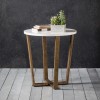 Gallery Cleo Round Side Table with White Marble Top and Gold Base