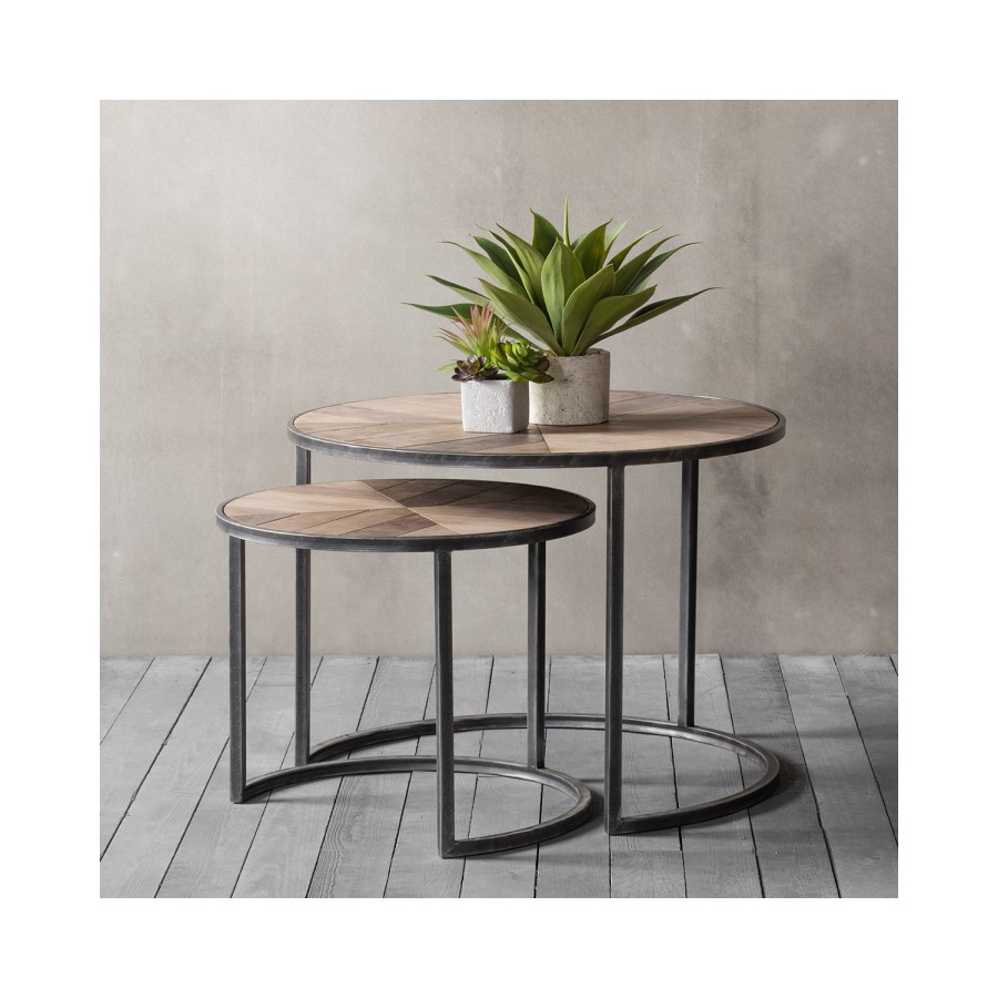 Douglas Wood Top Nest of 2 Tables