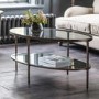 Oval Bronze Glass Top Coffee Table with Storage - Hudson