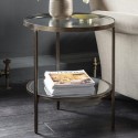 FOL100112 Round Bronze Glass Top Side Table with Storage - Hudson