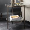 Round Bronze Glass Top Side Table with Storage - Hudson