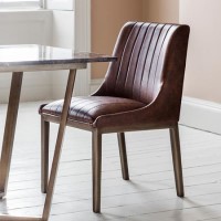 Cleo Pair of Bronze Leather Dining Chairs