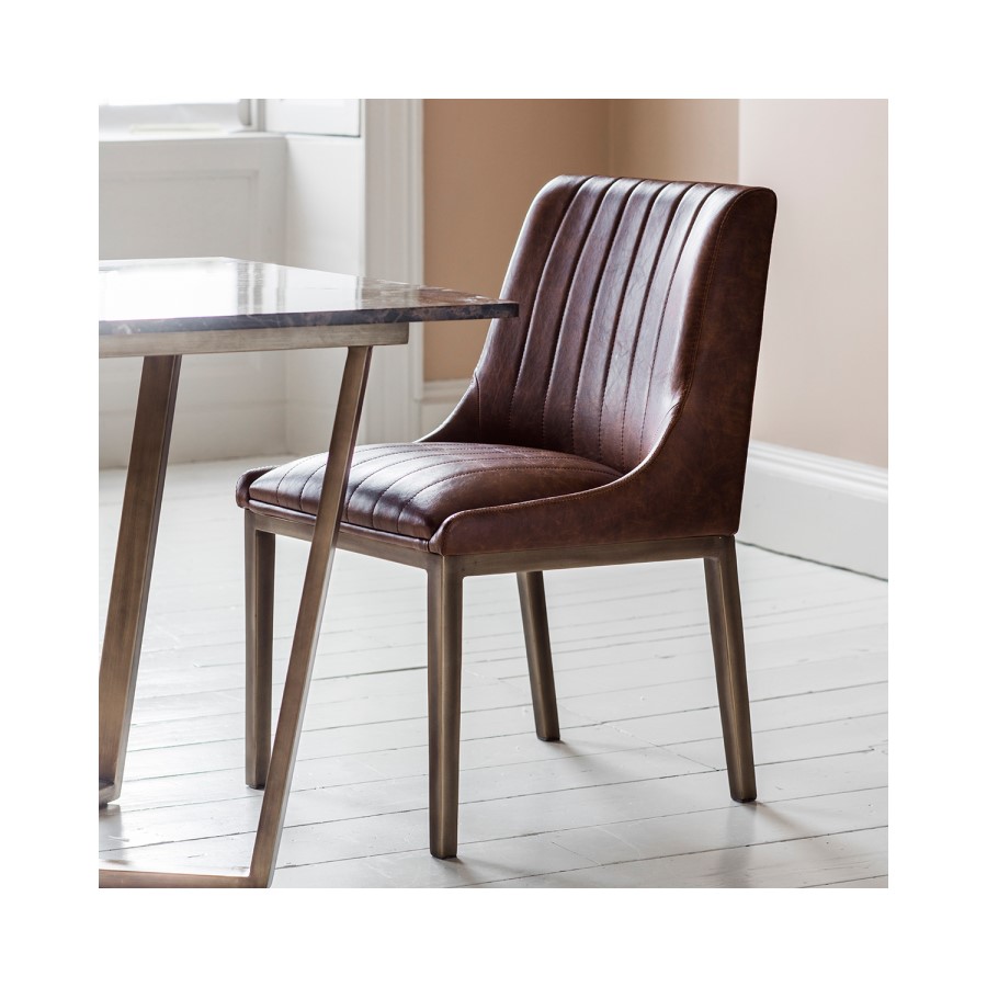 Cleo Pair of Bronze Leather Dining Chairs
