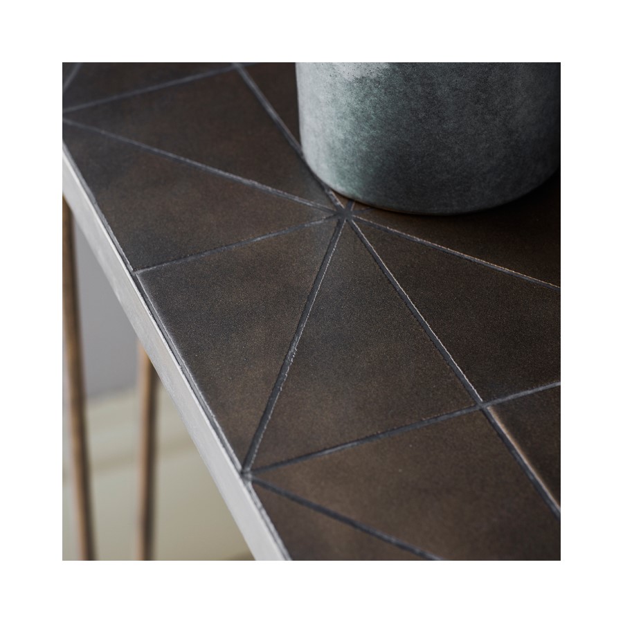 Pompeii Industrial Console Table with Gold Metal Hairpin Legs