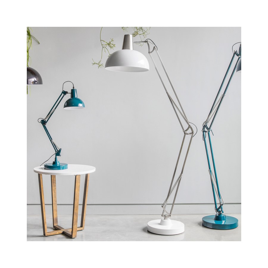 Floor Lamp in White & Metal - Watson