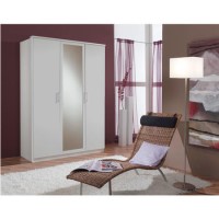 Evoque White Triple Wardrobe with Mirrored Door 