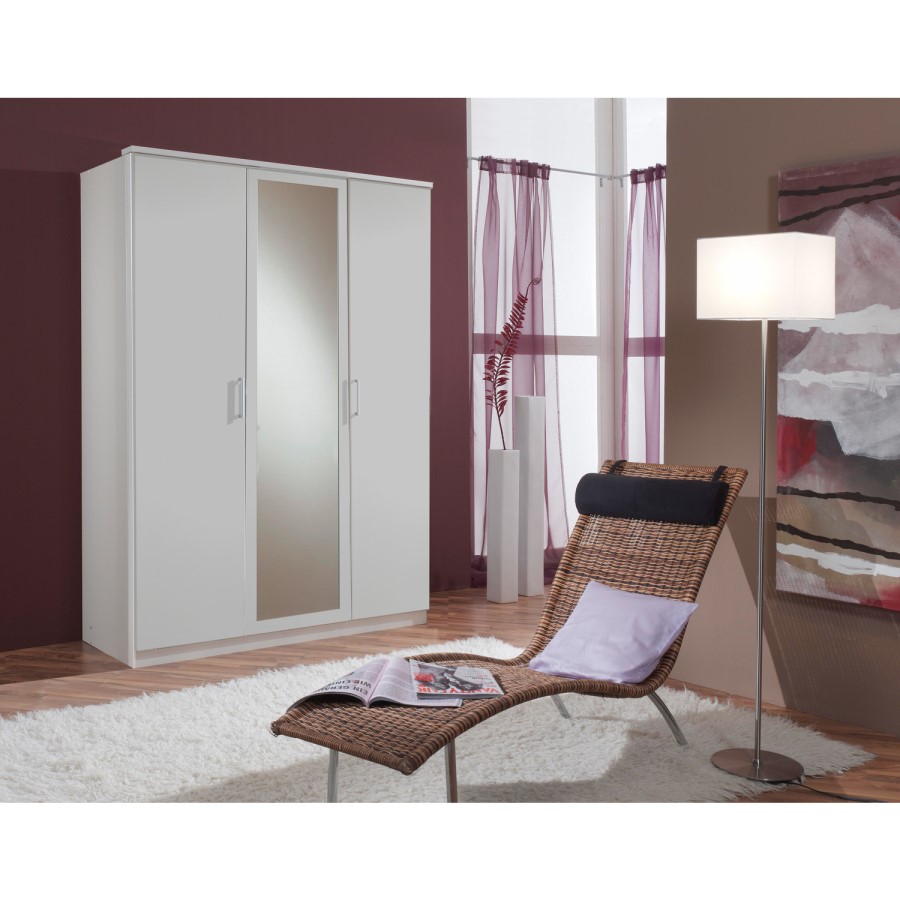 Evoque White Triple Wardrobe with Mirrored Door 