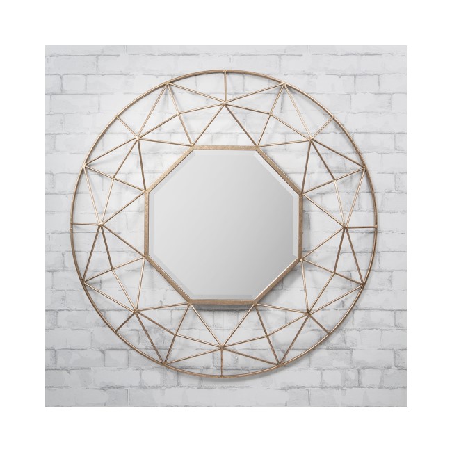 Andromeda 3D Gold Metal Frame Wall Mirror - Caspian House