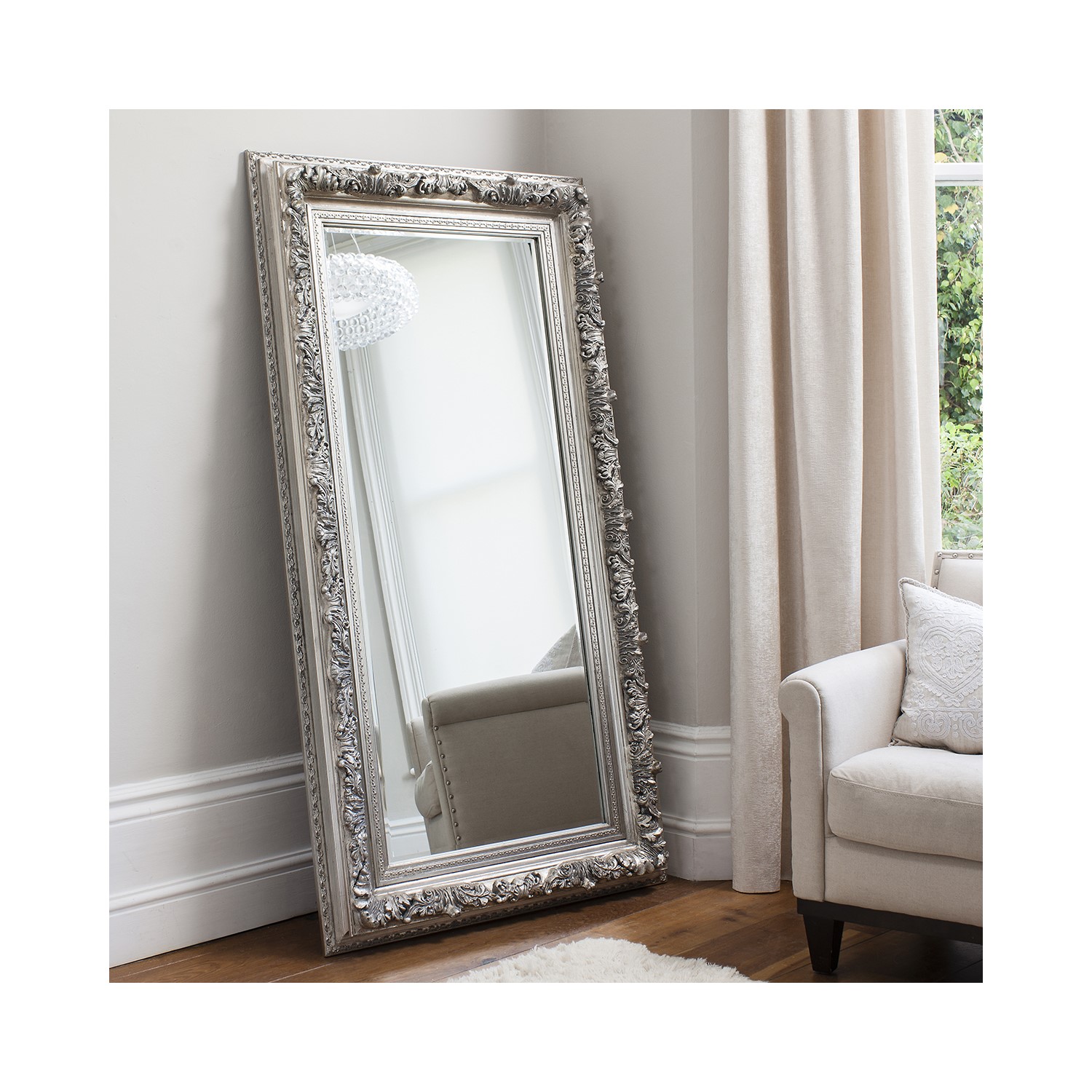 Antwerp Leaner Mirror In Silver, What Size Is A Leaner Mirror