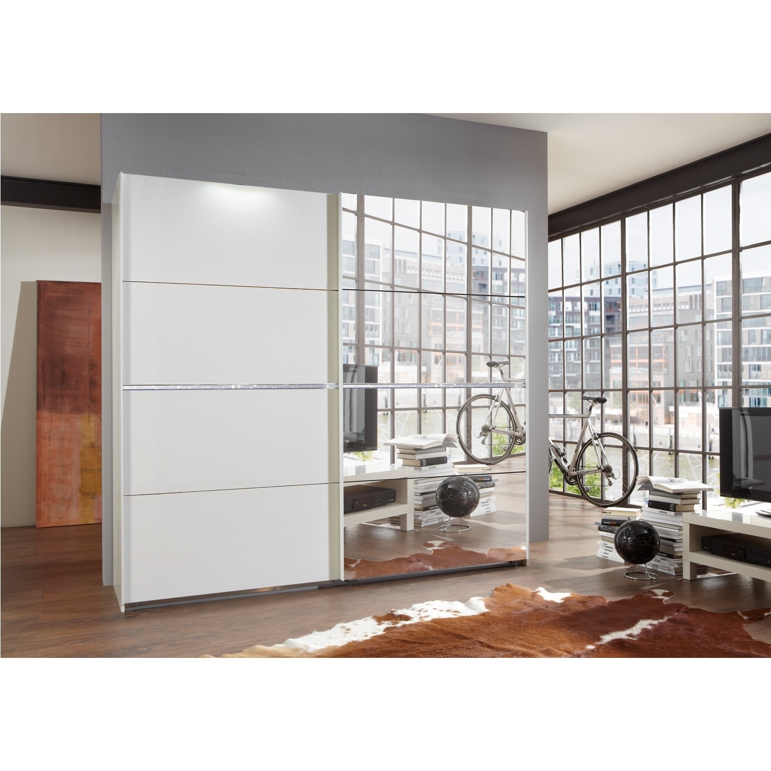 White Robe Slider GRADE A1 - Evoque Paradise White Slide Robe with Mirror and Crystal ...
