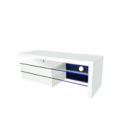 Milano White High Gloss LED TV Unit with Glass Shelves 