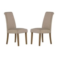 GRADE A1 - Tuscany Pair of  Dining Chairs in Beige Fabric