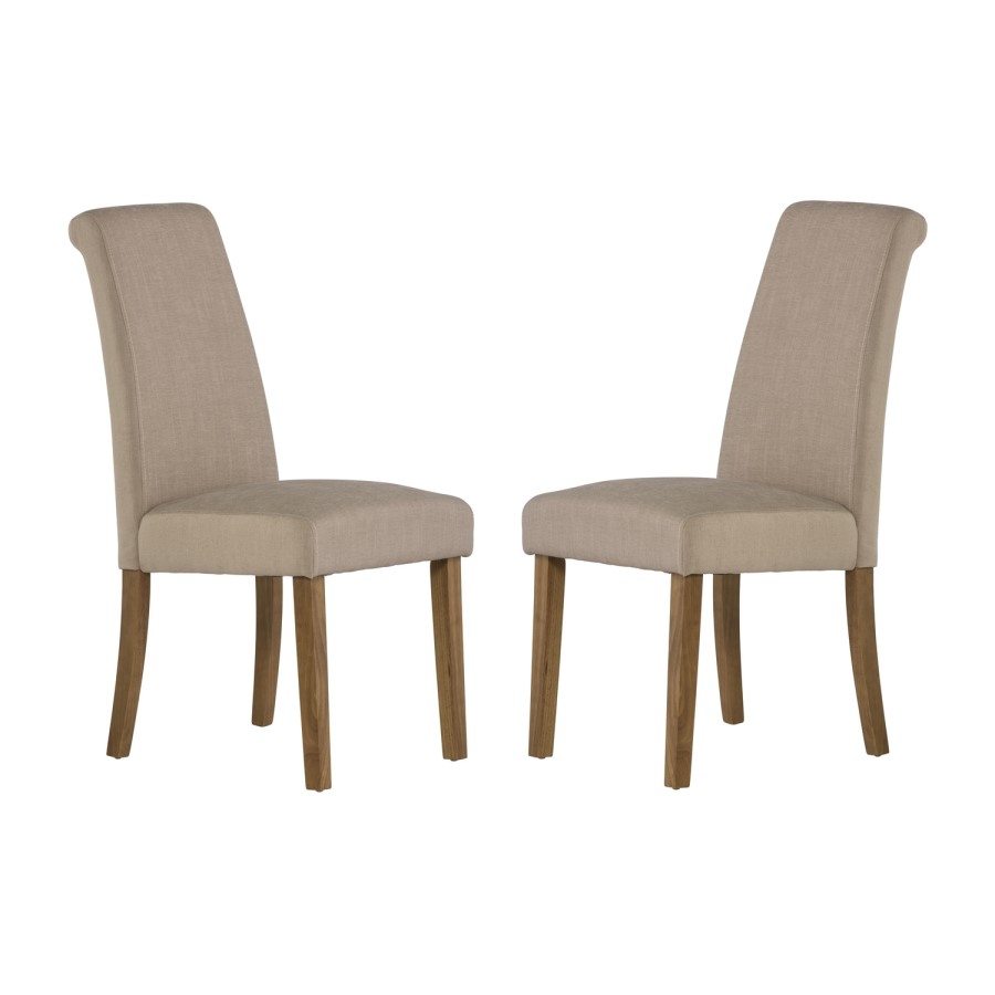 GRADE A1 - Tuscany Pair of  Dining Chairs in Beige Fabric