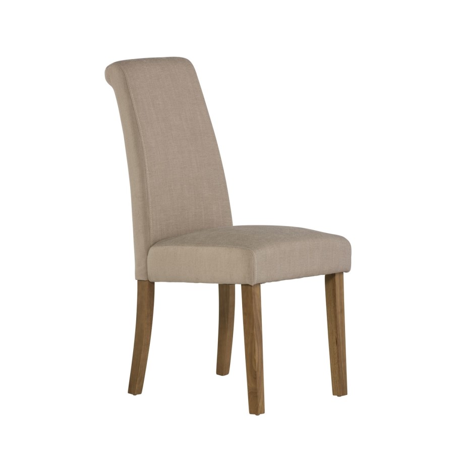 GRADE A1 - Tuscany Pair of  Dining Chairs in Beige Fabric