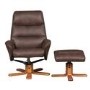 Amalfi Swivel Recliner and Footstool in Brown Faux Suede