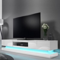 Evoque White High Gloss TV Unit with LED Lower Lighting Feature