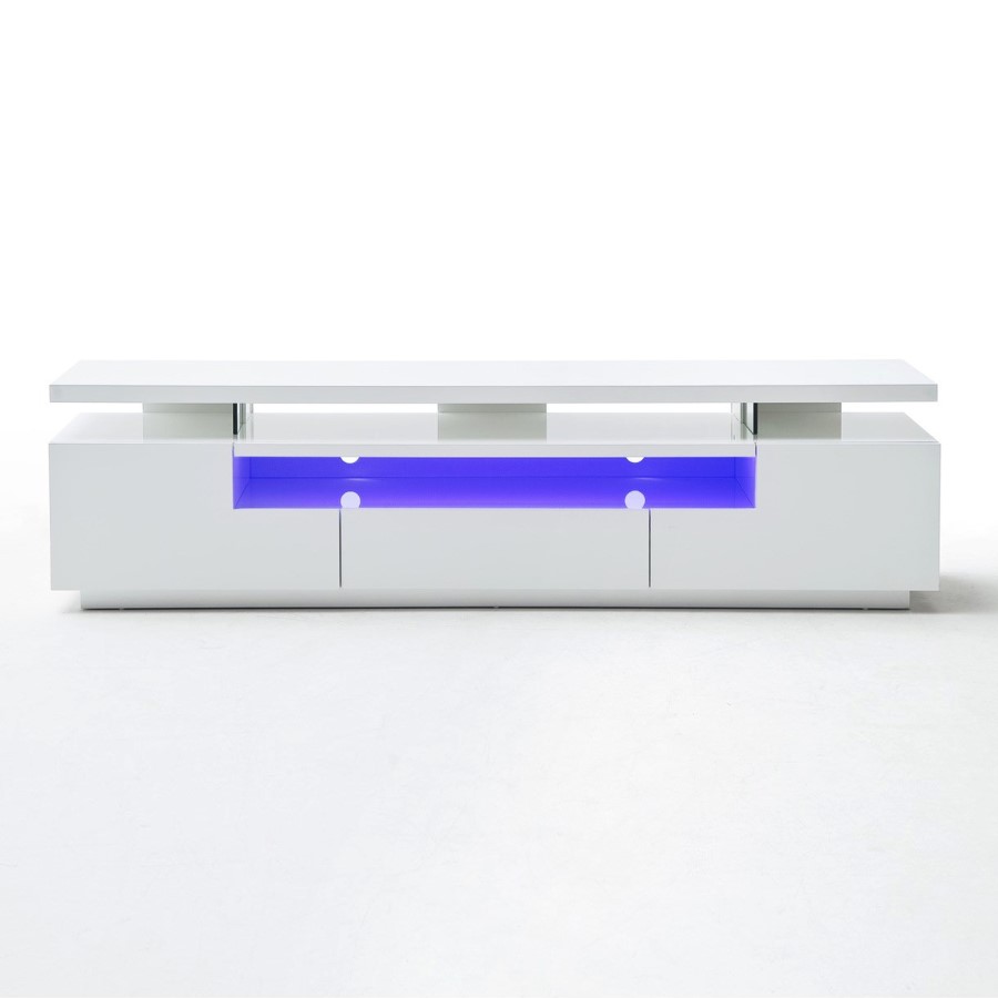Evoque White High Gloss Soundbar TV Unit with LED Feature