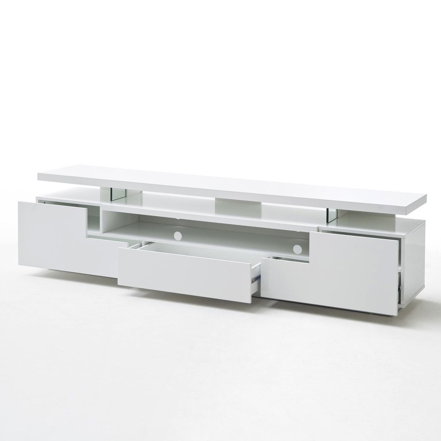Evoque White High Gloss Soundbar TV Unit with LED Feature