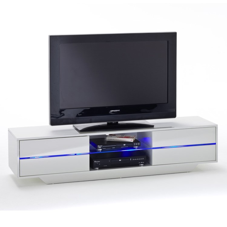 Evoque White High Gloss TV Unit with LED Glass Shelf and Storage