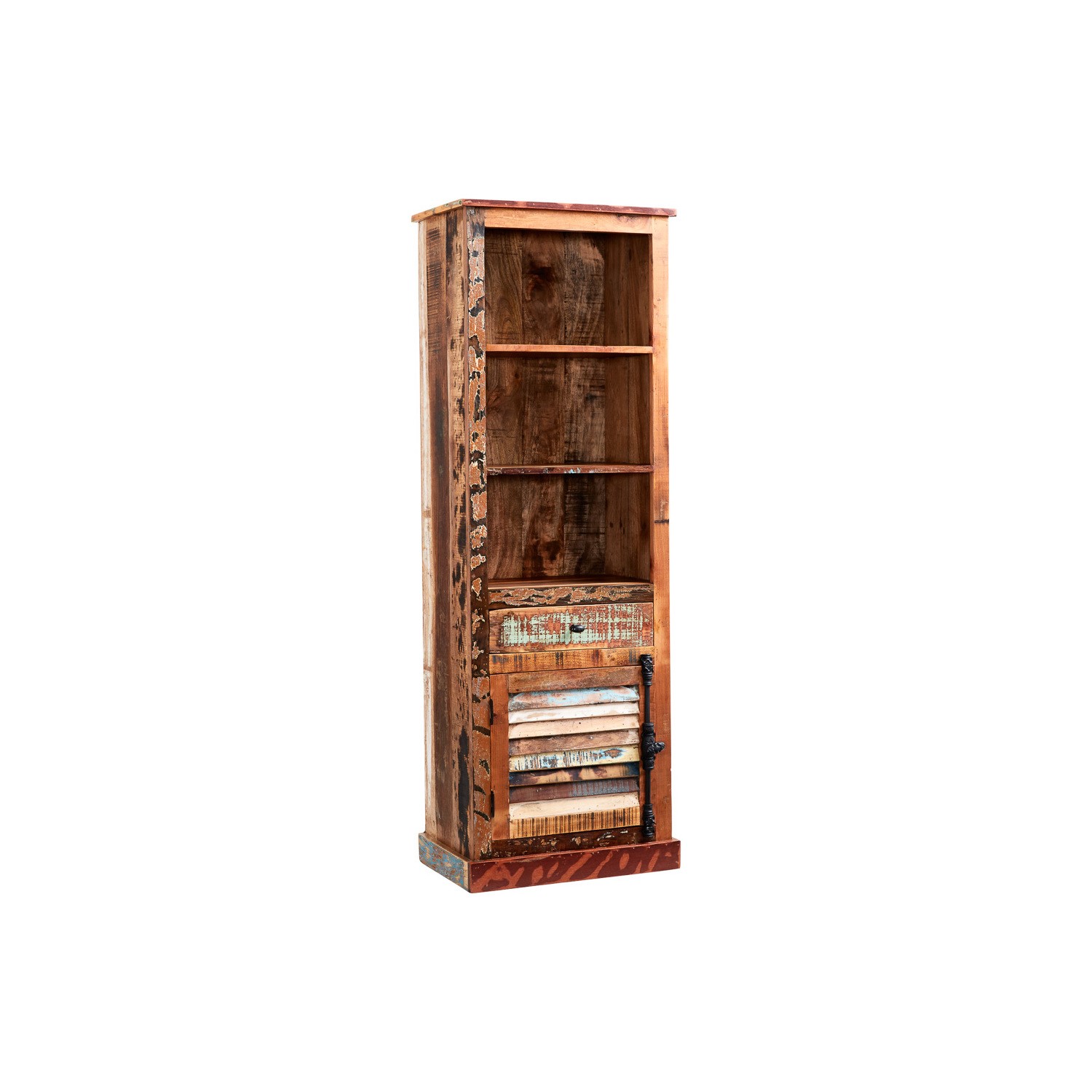 Coastal Reclaimed Wood Slim Bookcase Furniture123
