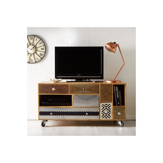 Sorio Multi Drawer Reclaimed Wood TV Unit - TV's up to 50"
