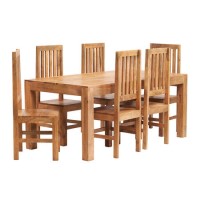 Toko Light Solid Wood Rectangle Dining Table and 6 Chairs