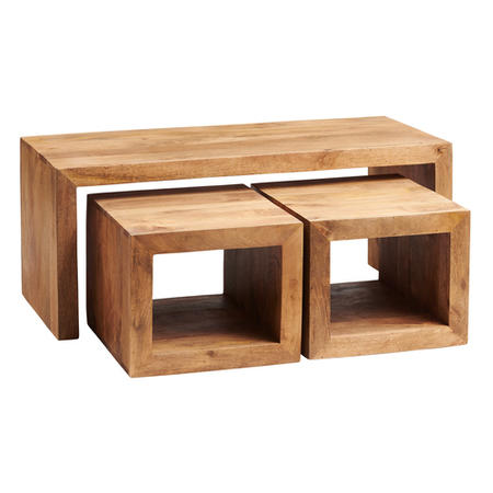 Toko Light Mango Cubed Coffee Table Set