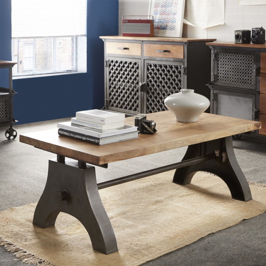 Industrial Metal & Wood Coffee Table - Evoke