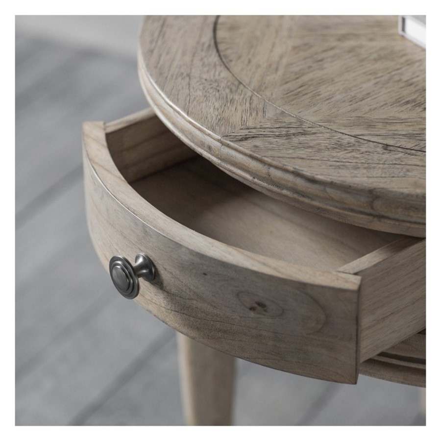 Mustique Round 1 Drawer Bedside Table