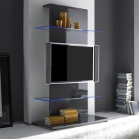 Evoque Grey High Gloss LED TV Stand Media Unit  - Holds 65 inch TV