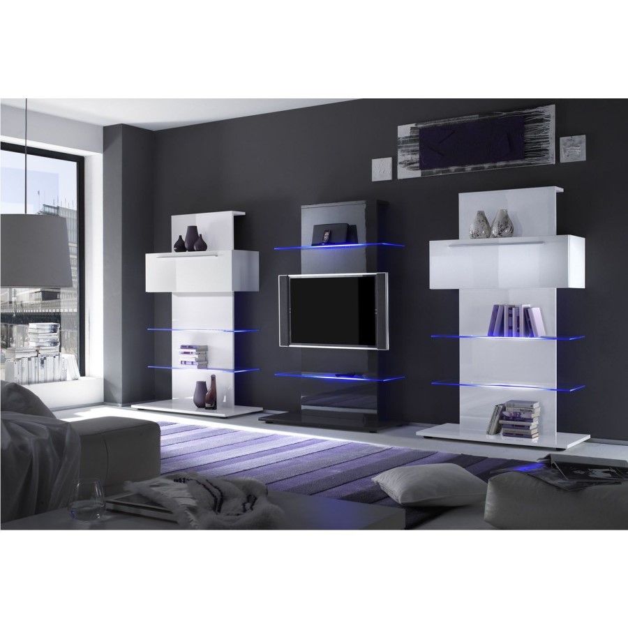 Evoque Grey High Gloss LED TV Stand Media Unit  - Holds 65 inch TV