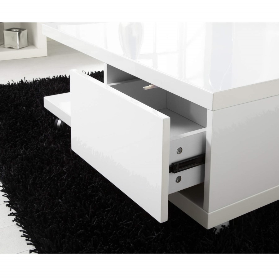 High Gloss White Storage Coffee Table - Tiffany Range