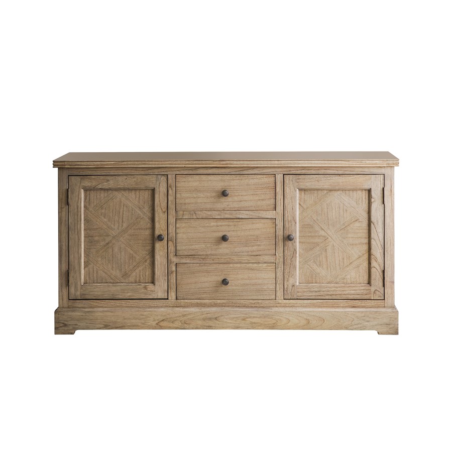 2 Door 3 Drawer Solid Wood Chevron Sideboard - Caspian House