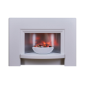 FOL100300 Suncrest Stockeld Electric Fireplace Suite in White with Glowing Pebble Bowl