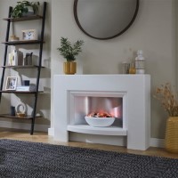 GRADE A2 - Suncrest White Electric Fireplace Suite with Glowing Pebble Bowl - Stockeld