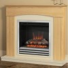 Be Modern Linmere Electric Fireplace Suite in Natural Oak Effect with Almond Stone Effect Back Panel 