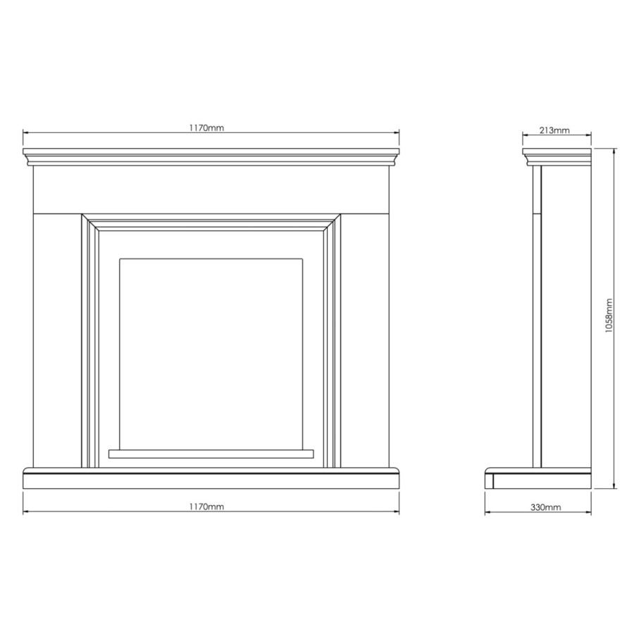 Be Modern Stanton Electric Fireplace Suite in Almond Stone Effect with Black Nickel Trim & Fret