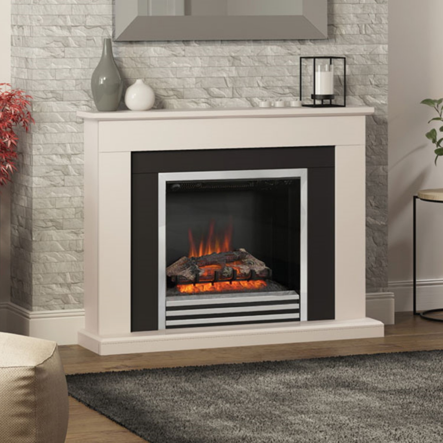 Photo of Be modern 48 matt cashmere freestanding electic fireplace suite - preston