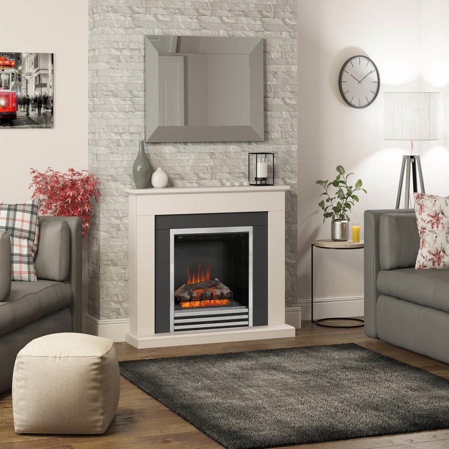 Be Modern 48" Matt Cashmere Freestanding Electic Fireplace Suite - Preston